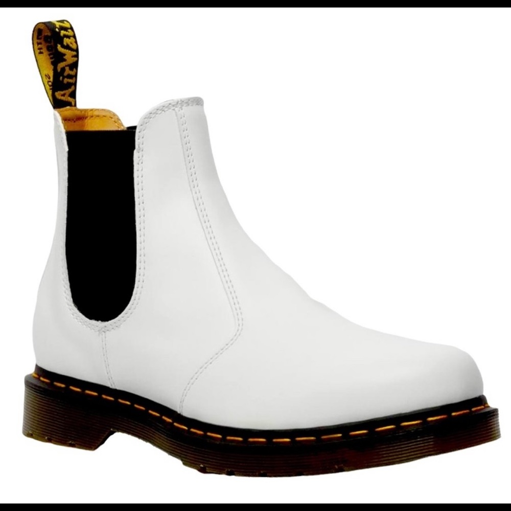 Dr. Martens 2976 White Leather Chelsea Boots